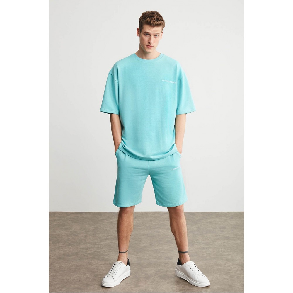 Mens Short Track Suit - Comfort Fit - Mint Green