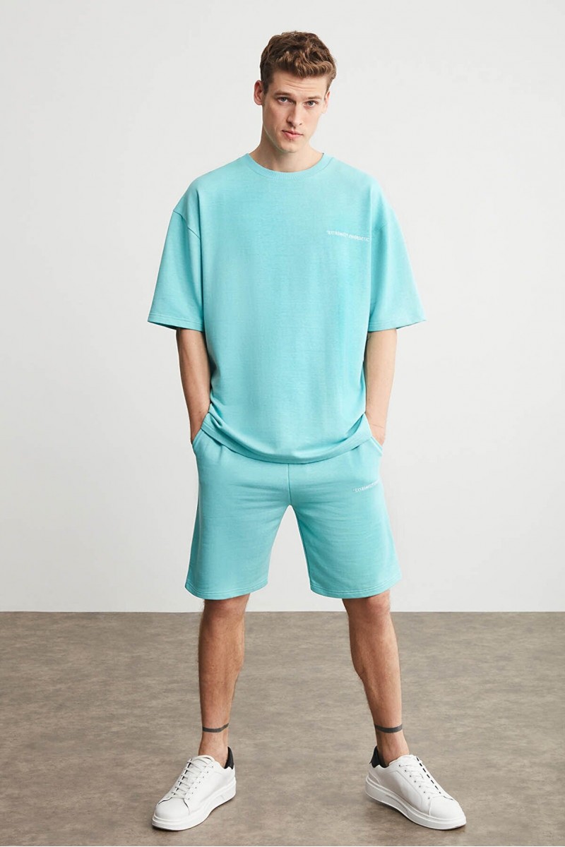 Mens Short Track Suit - Comfort Fit - Mint Green