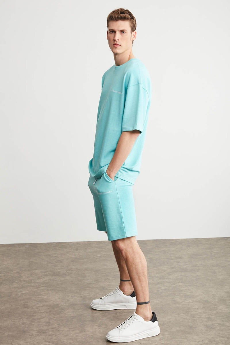 Mens Short Track Suit - Comfort Fit - Mint Green