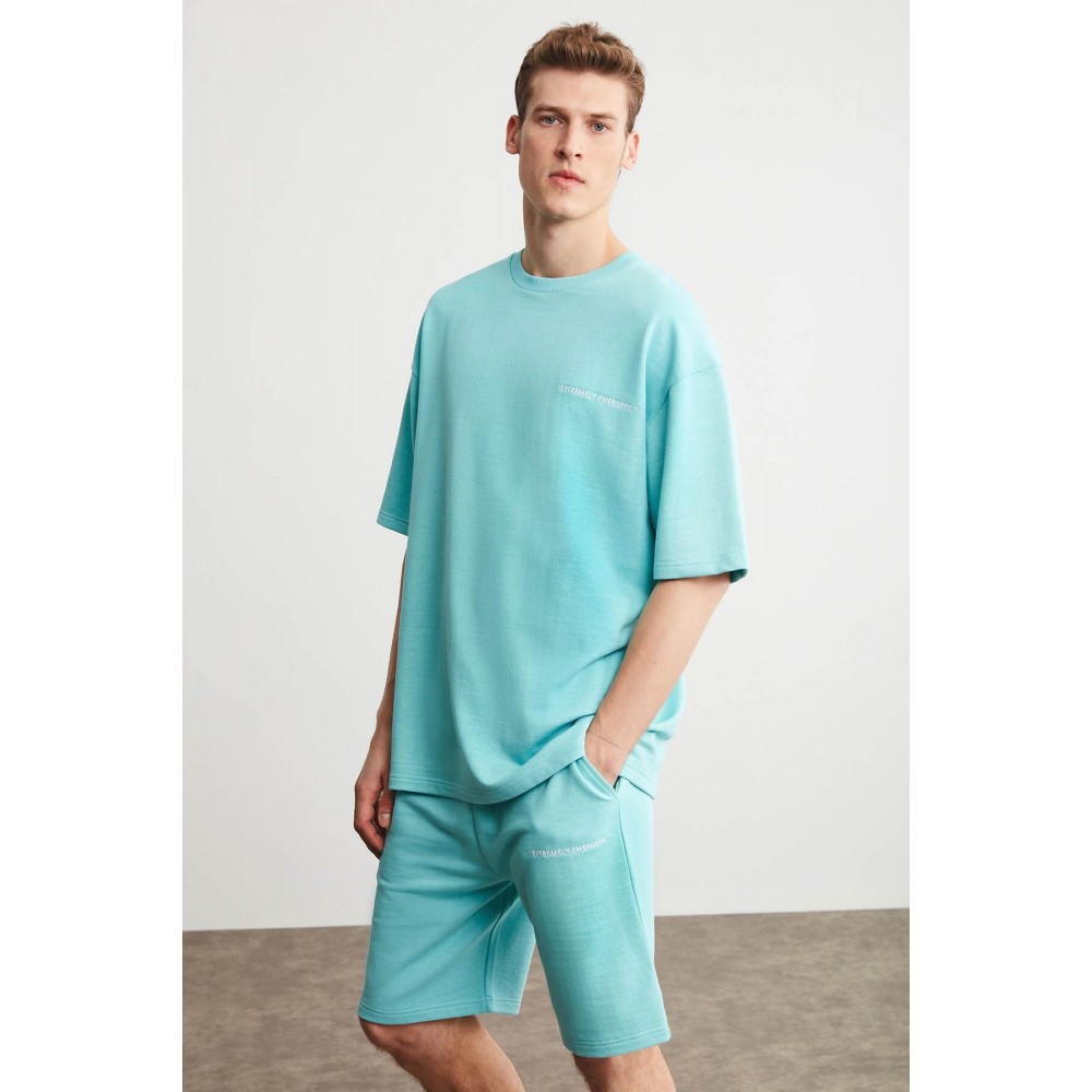 Mens Short Track Suit - Comfort Fit - Mint Green