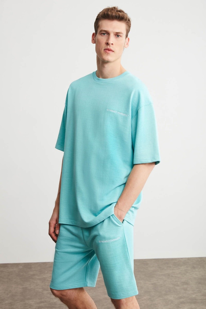 Mens Short Track Suit - Comfort Fit - Mint Green