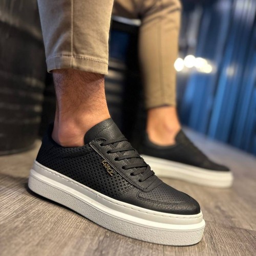 Mens Casual Shoes - Black White - 013