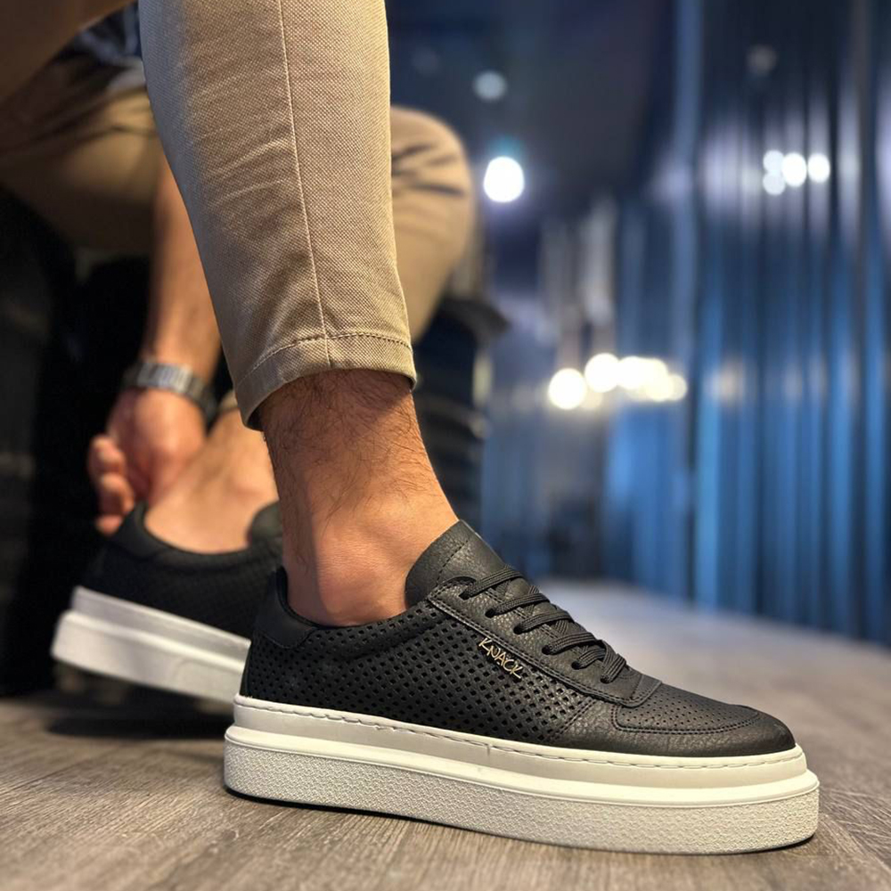 Mens Casual Shoes - Black White - 013