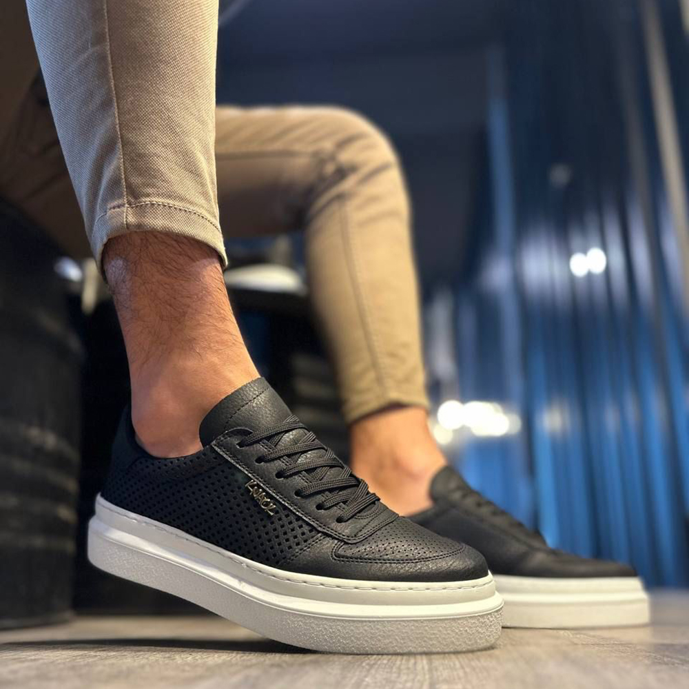 Mens Casual Shoes - Black White - 013