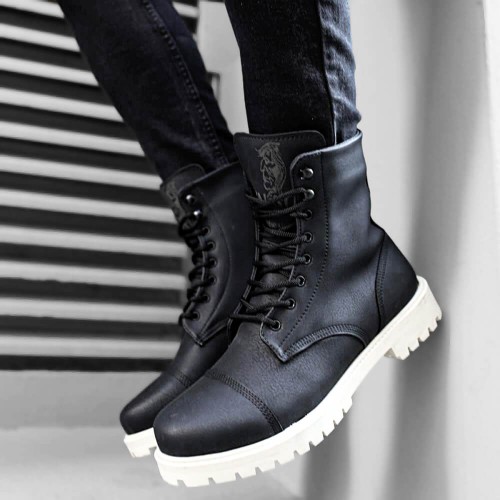 Mens Boots - Black White - 022