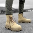 Mens Boots - Beige Suede - 023