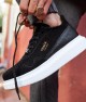 Mens Sneakers - Black White Suede - 040