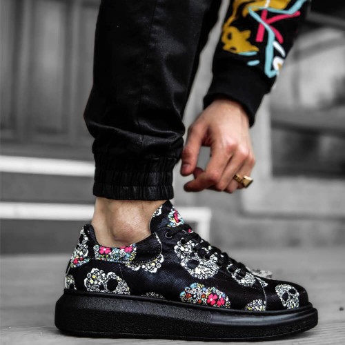 Mens Sneakers - Black Skull - 044