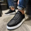Mens Sneakers - Black White Quilted - 044