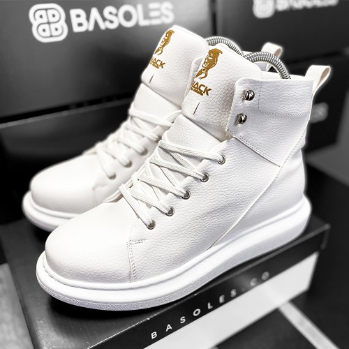 Mens High Top Sneakers - White - Sandor