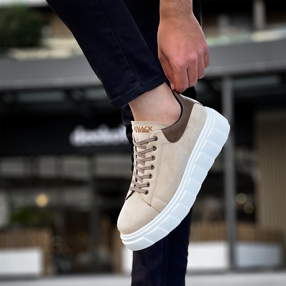 Mens Sneakers - Beige Suede - 144