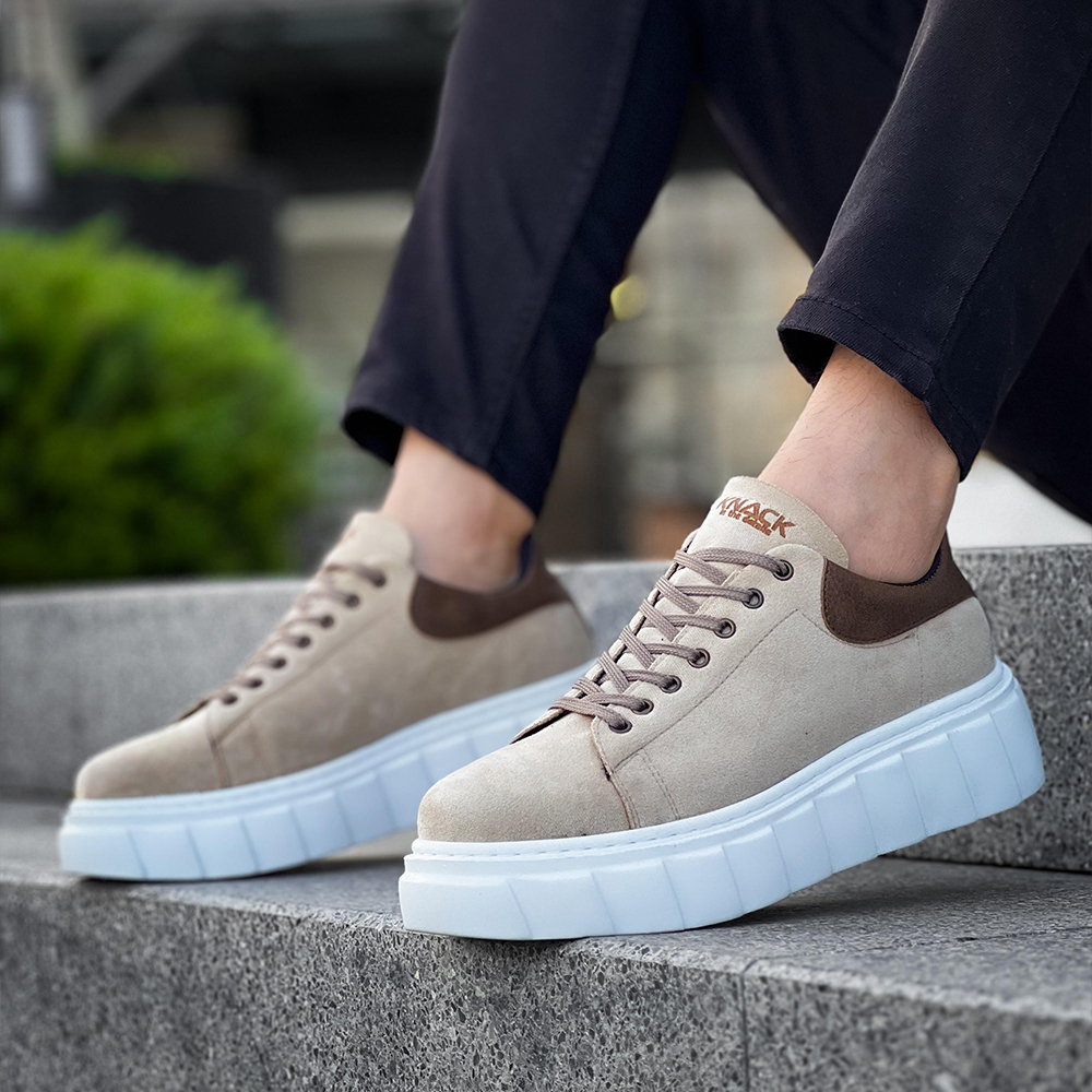 Mens Sneakers - Beige Suede - 144