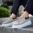 Mens Sneakers - Beige Suede - 144