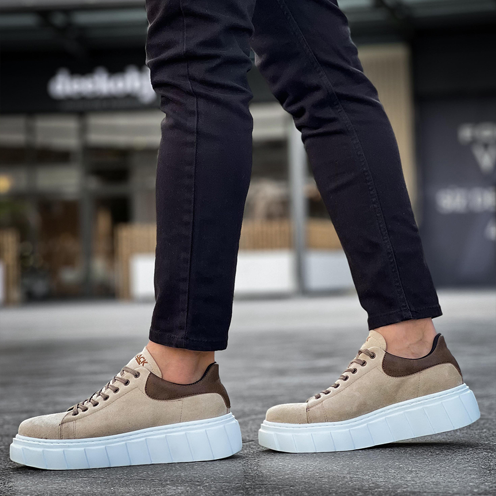 Mens Sneakers - Beige Suede - 144