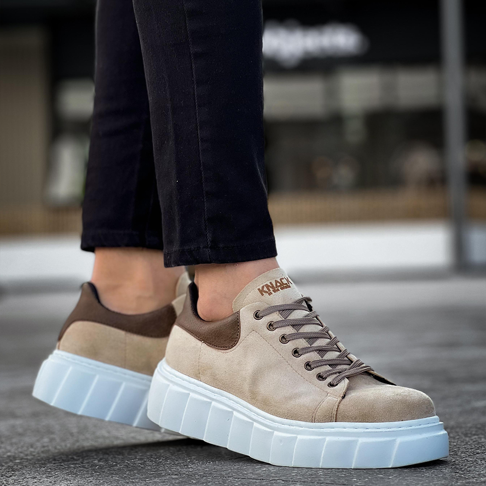 Mens Sneakers - Beige Suede - 144