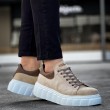 Mens Sneakers - Beige Suede - 144