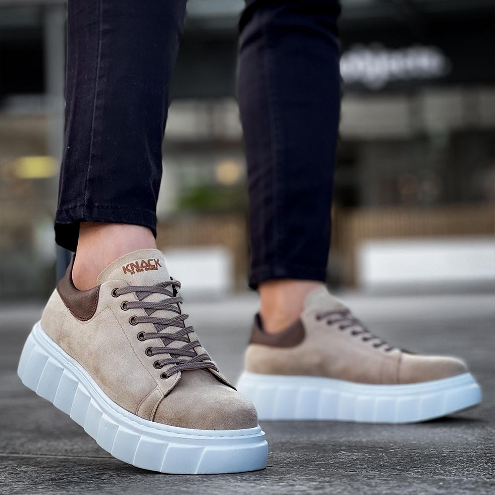 Mens Sneakers - Beige Suede - 144