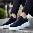 Mens Sneakers - Black White Suede - 144