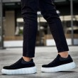 Mens Sneakers - Black White Suede - 144