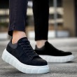 Mens Sneakers - Black White Suede - 144