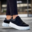 Mens Sneakers - Black White Suede - 144