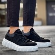 Mens Sneakers - Black White Suede - 144