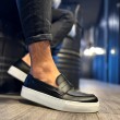Mens Loafer - Black White - 400