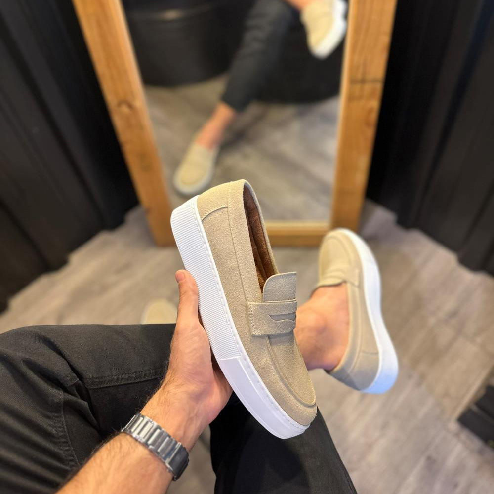 Mens Loafer - Beige Suede - 400