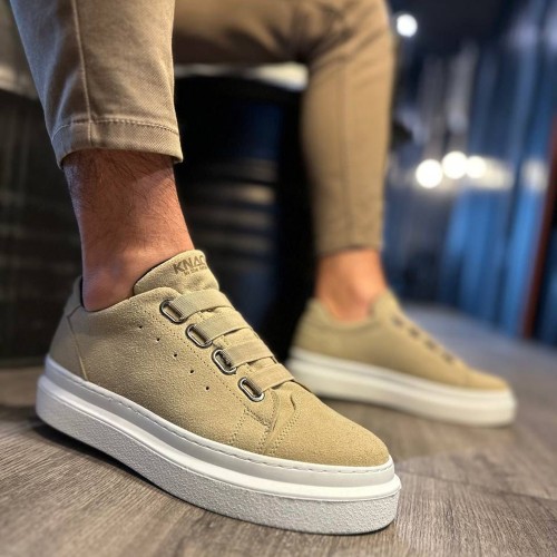 Mens Casual Shoes - Beige Suede - 521