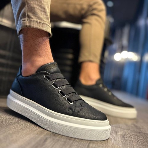 Mens Casual Shoes - Black White - 521