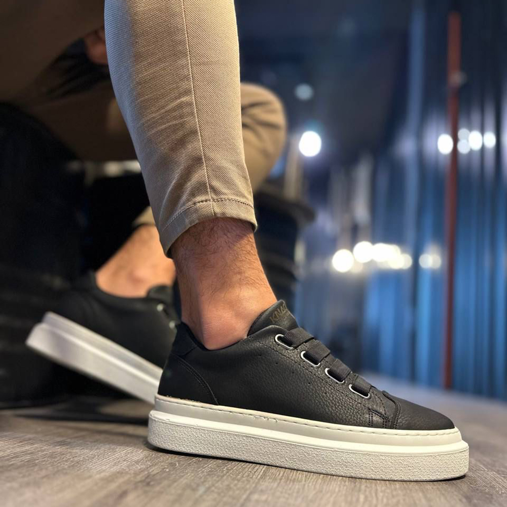 Mens Casual Shoes - Black White - 521