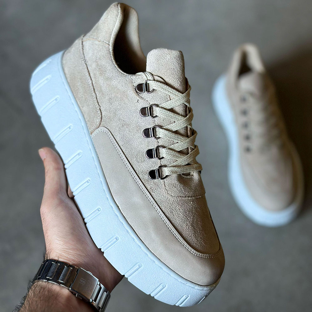 Mens Sneakers - Beige Suede - 600