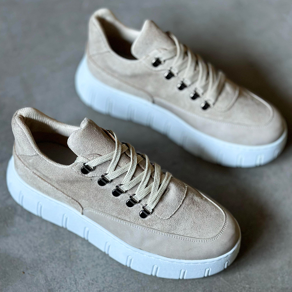 Mens Sneakers - Beige Suede - 600