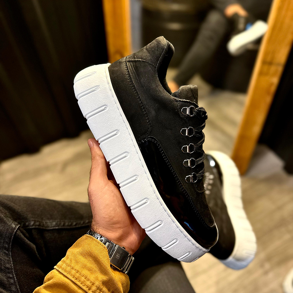 Mens Sneakers - Black White - 600