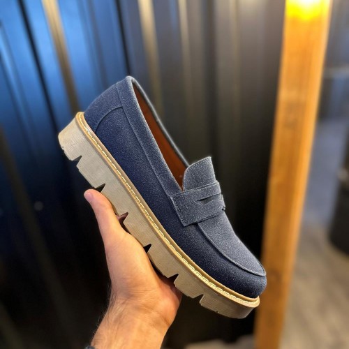 Mens Loafer - Dark Blue Suede - 777