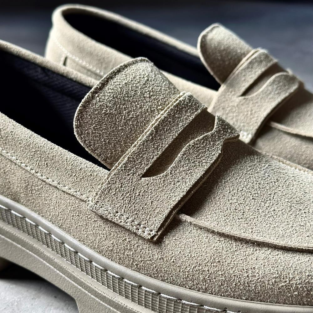 Mens Loafer - Beige Suede - 779
