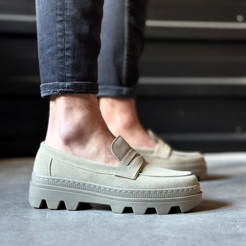 Mens Loafer - Beige Suede - 779