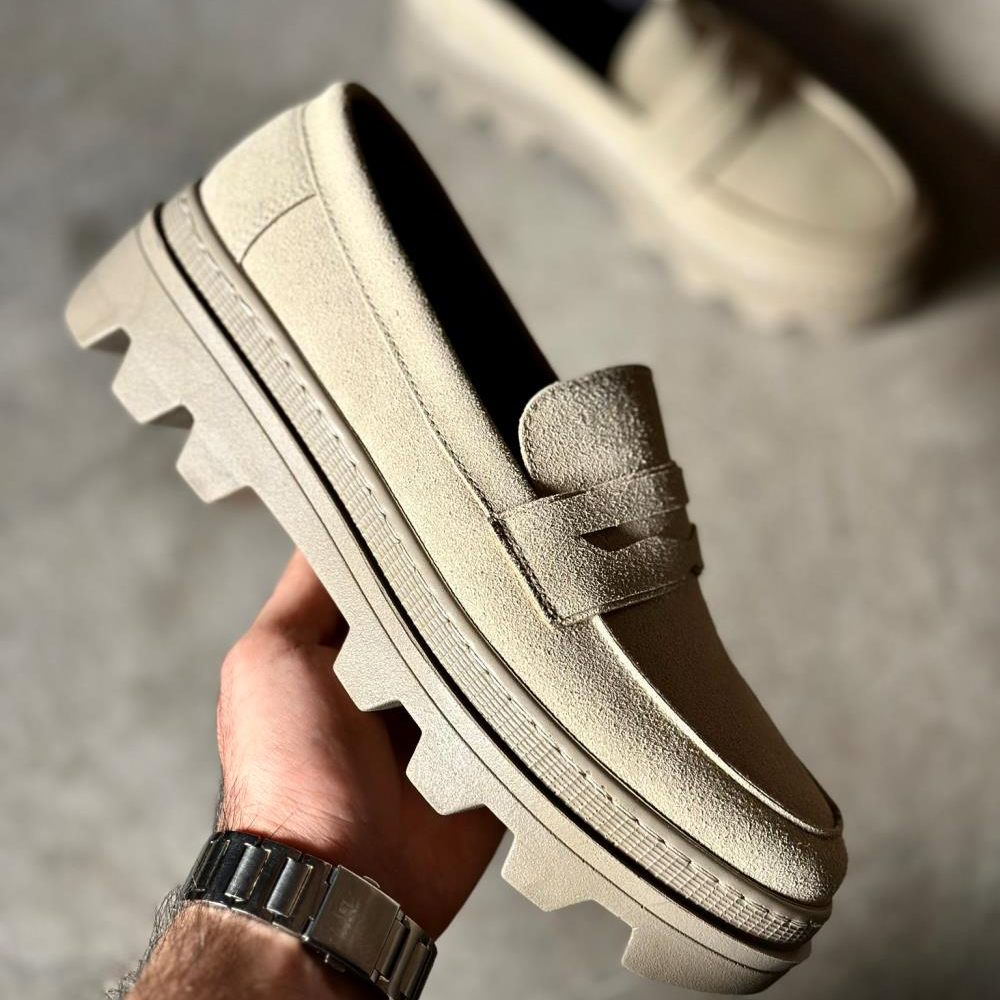 Mens Loafer - Beige Suede - 779