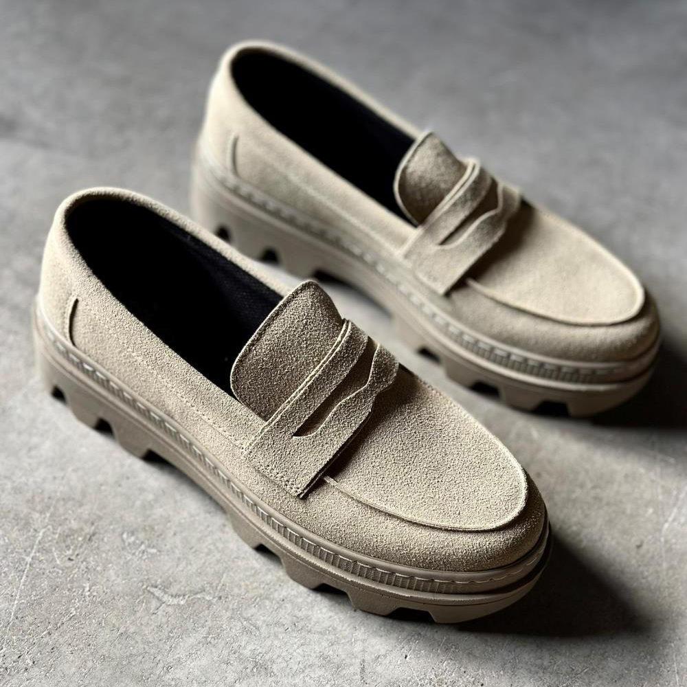 Mens Loafer - Beige Suede - 779
