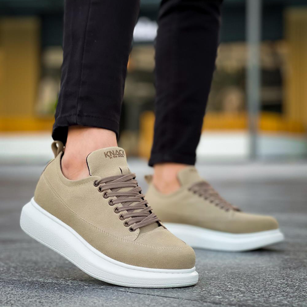 Mens Sneakers - Beige Suede - 814