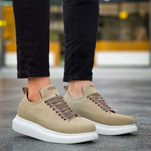 Mens Sneakers - Beige Suede - 814