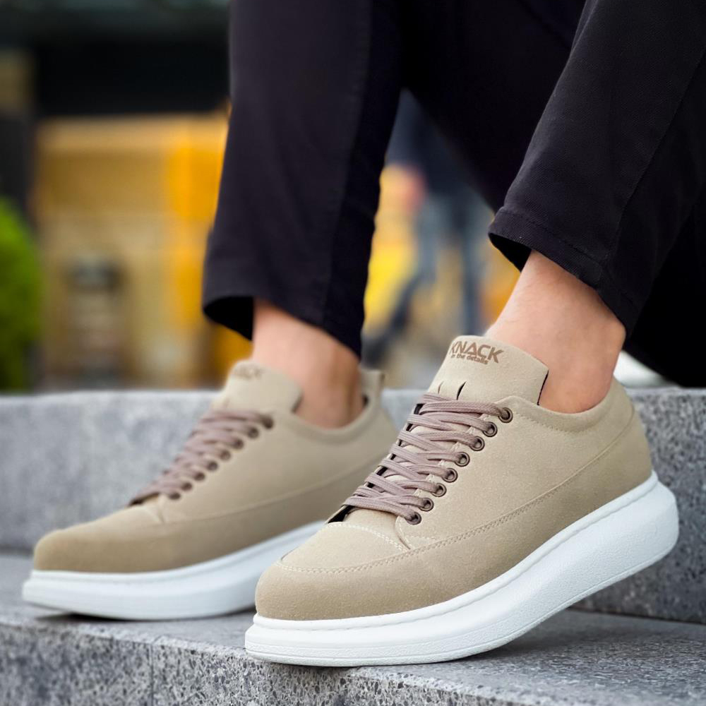 Mens Sneakers - Beige Suede - 814