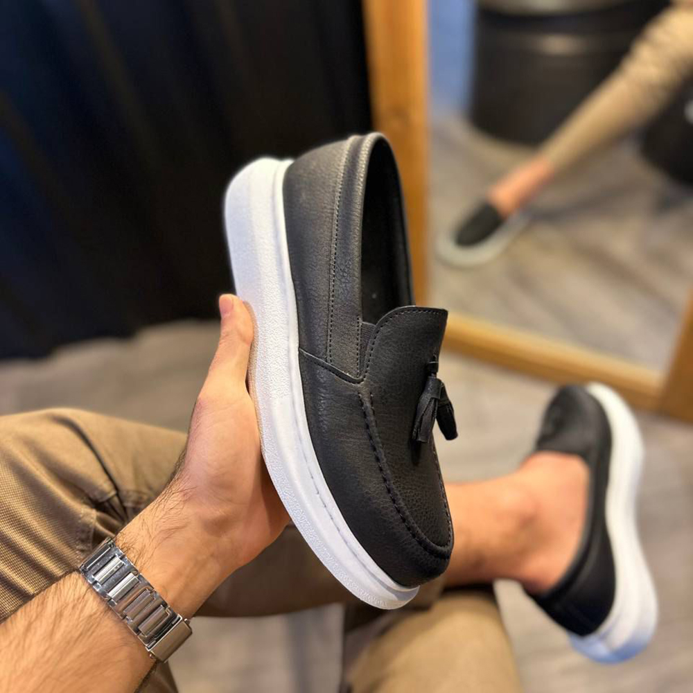 Mens Classic Shoes - Black White - 818