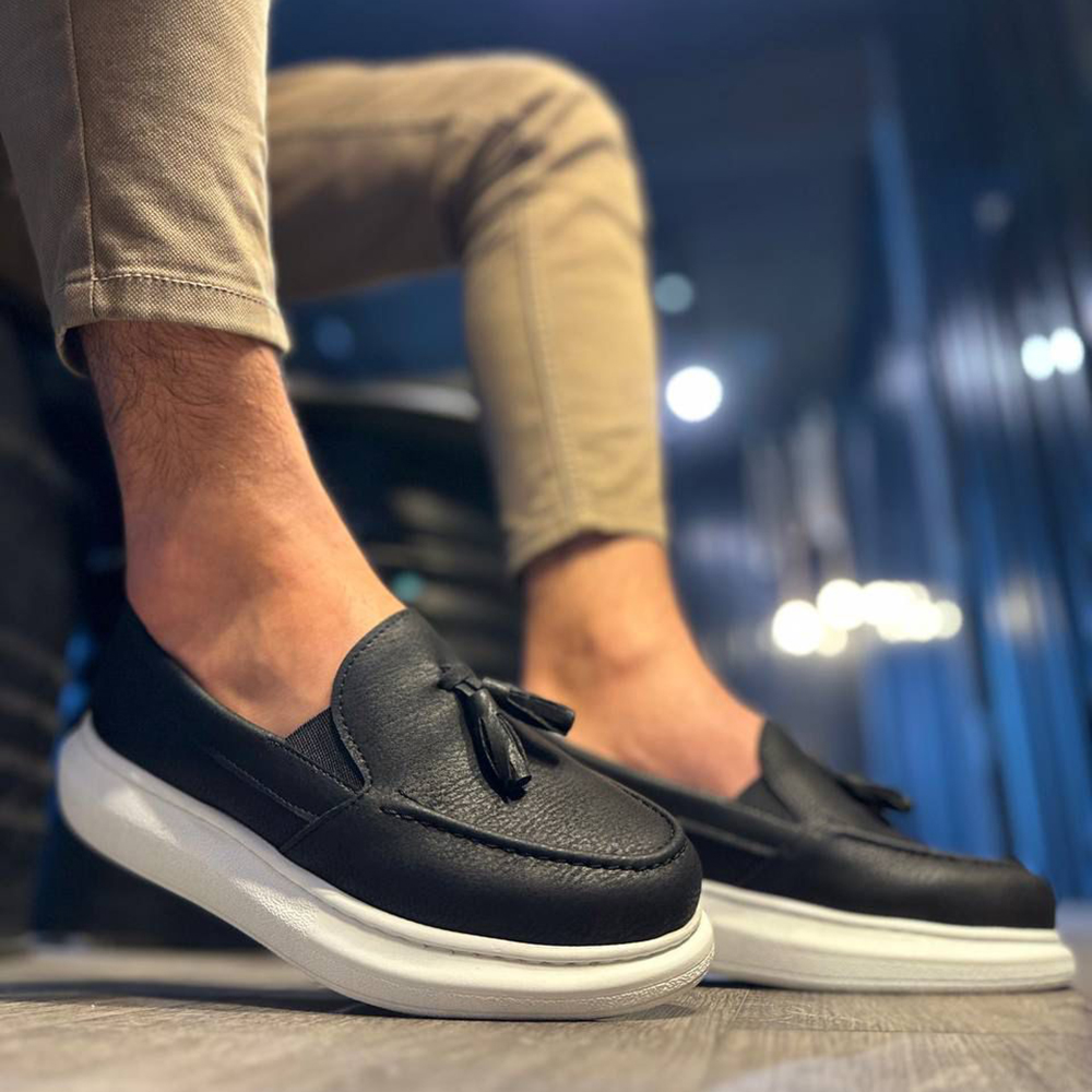 Mens Classic Shoes - Black White - 818