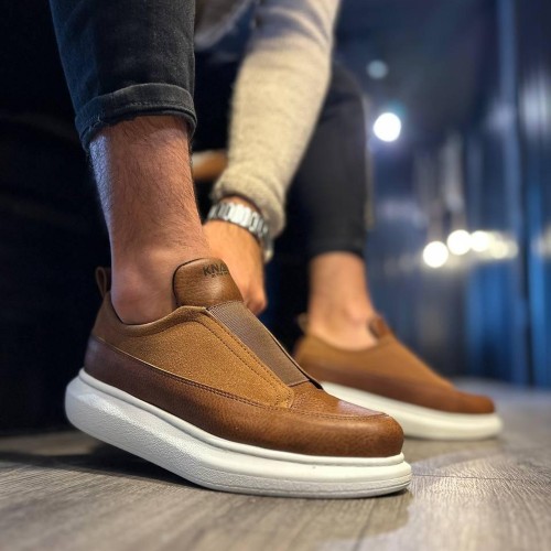 Mens Sneakers - Tan White - 911