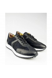 Mens Genuine Leather Casual Shoes - Black - 004