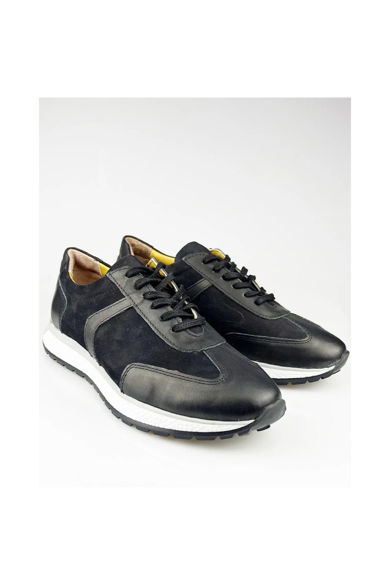 Mens Genuine Leather Casual Shoes - Black - 004