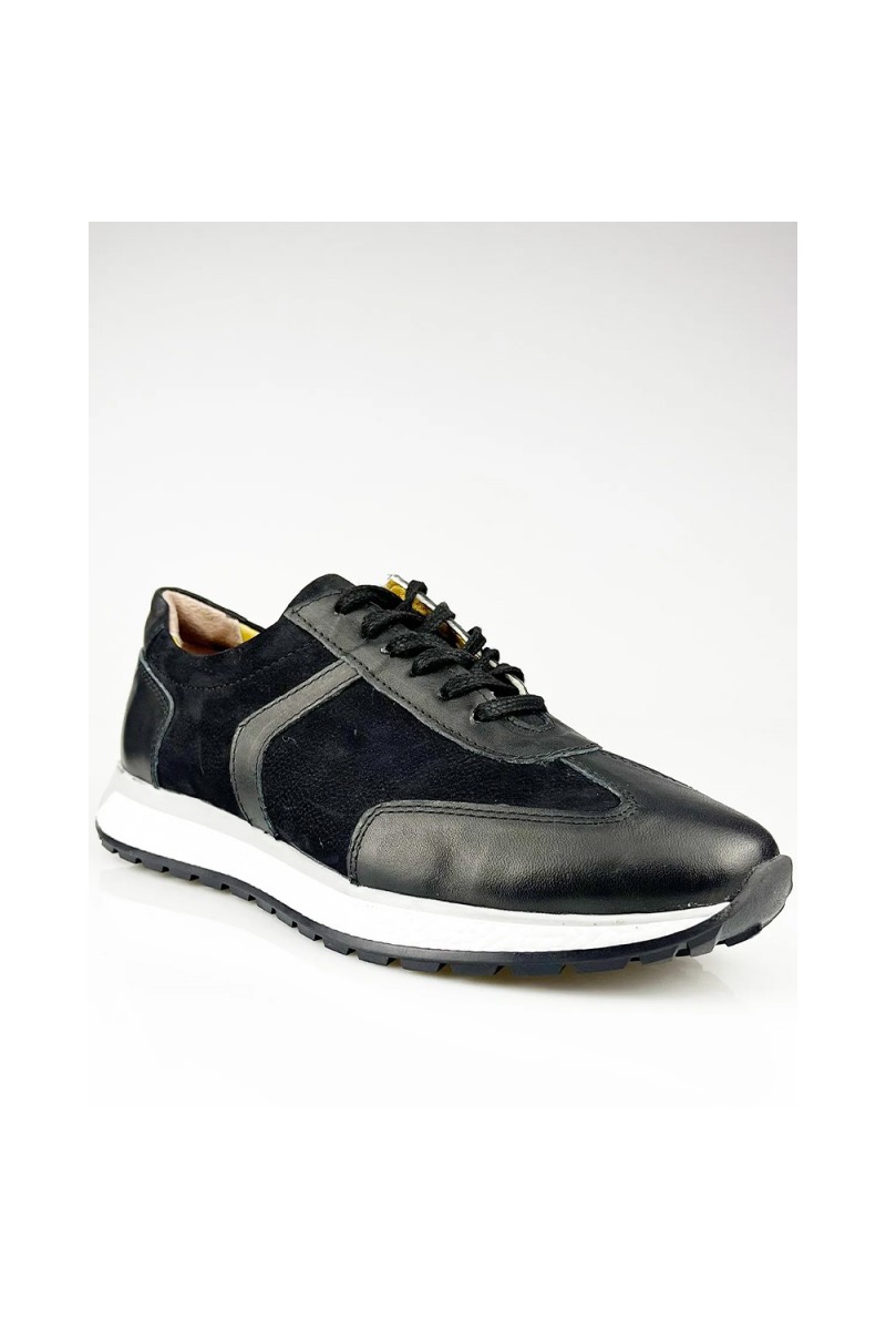 Mens Genuine Leather Casual Shoes - Black - 004