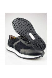 Mens Genuine Leather Casual Shoes - Black - 004