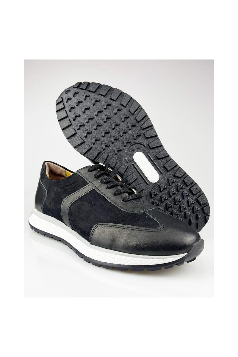 Mens Genuine Leather Casual Shoes - Black - 004